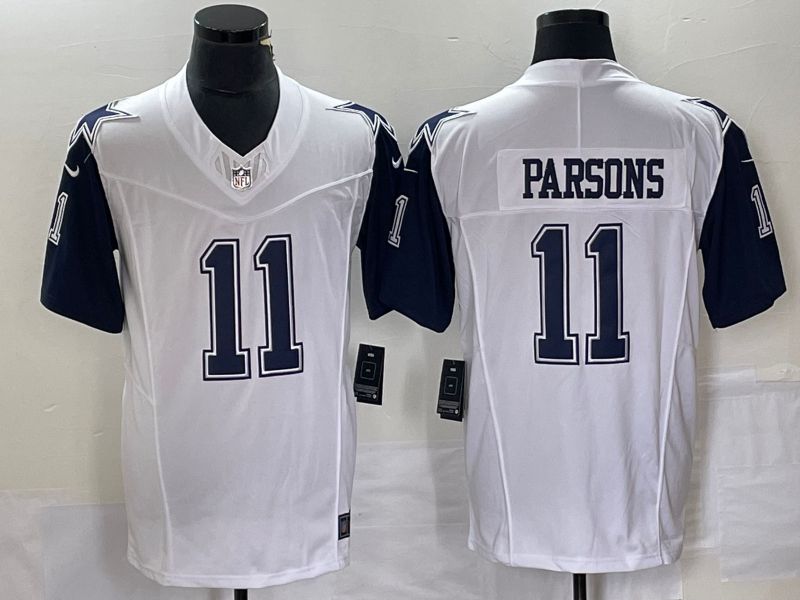 Men Dallas Cowboys #11 Parsons White Nike Vapor Limited 2023 NFL Jersey